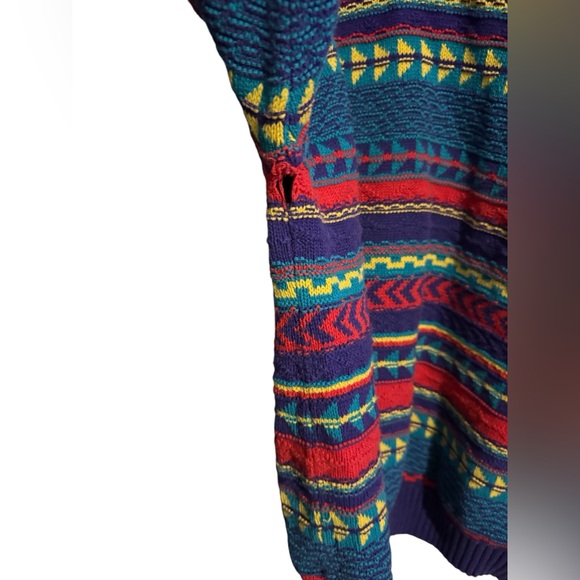 Vintage 80s 90s Woolrich cotton sweater rainbow jumper crewneck XL flawed - Picture 7 of 11